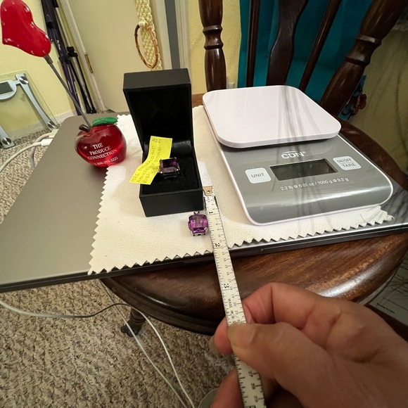 Solid sterling silver omega necklace;Amethyst stone-8.5”ring&pendant 5.2g - Picture 13 of 14